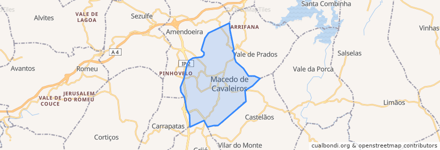 Mapa de ubicacion de Macedo de Cavaleiros.