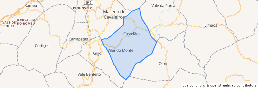 Mapa de ubicacion de Castelãos e Vilar do Monte.