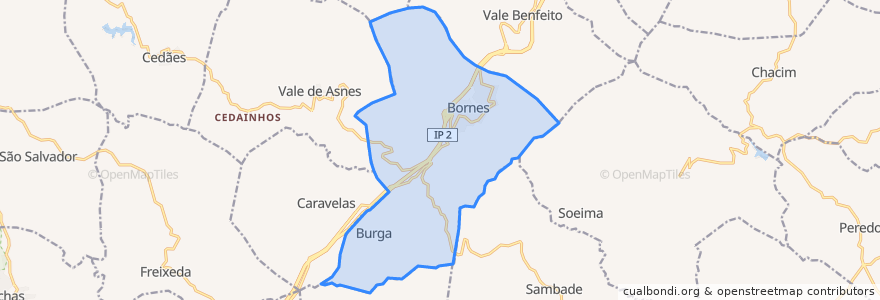 Mapa de ubicacion de Bornes e Burga.