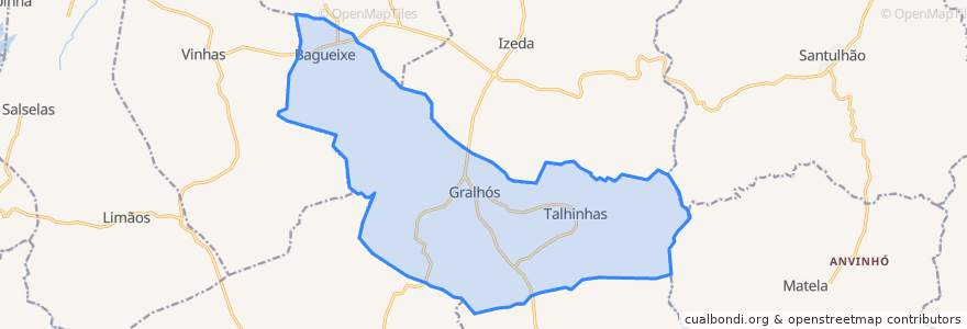 Mapa de ubicacion de Talhinhas e Bagueixe.