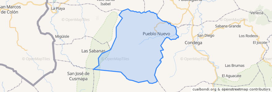 Mapa de ubicacion de Pueblo Nuevo.