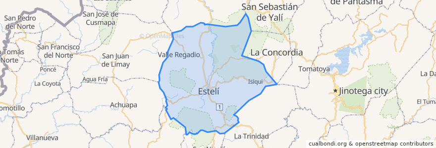 Mapa de ubicacion de Estelí.