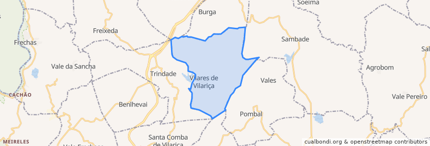 Mapa de ubicacion de Vilares de Vilariça.
