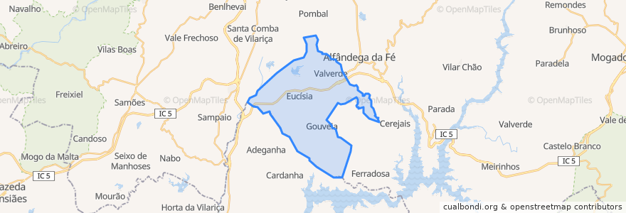 Mapa de ubicacion de Eucisia, Gouveia e Valverde.