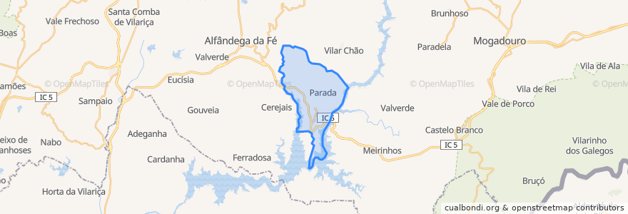 Mapa de ubicacion de Parada e Sendim da Ribeira.