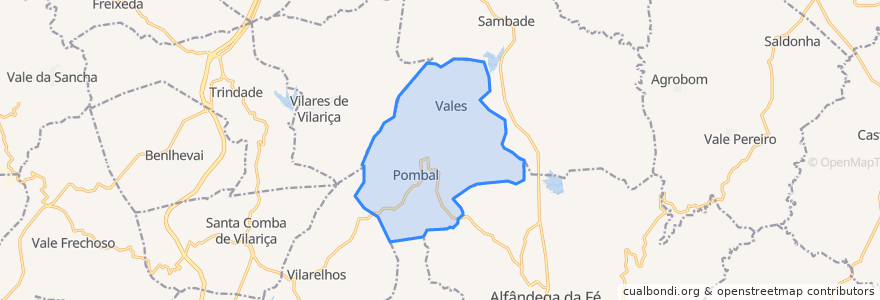 Mapa de ubicacion de Pombal e Vales.