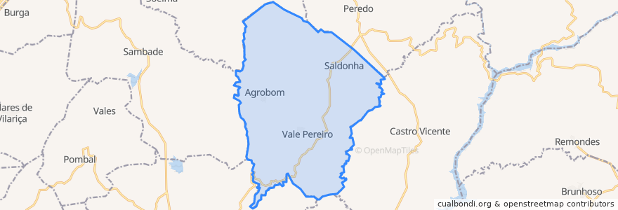 Mapa de ubicacion de Agrobom, Saldonha e Vale Pereiro.