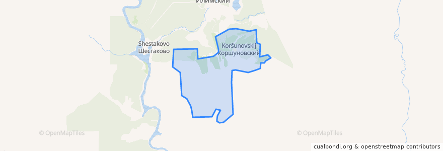 Mapa de ubicacion de Коршуновское сельское поселение.