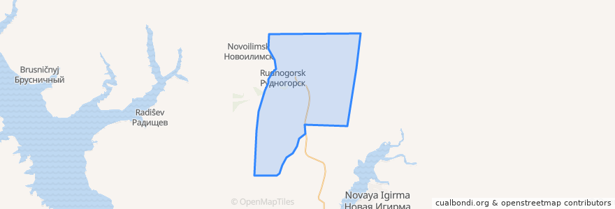 Mapa de ubicacion de Рудногорское городское поселение.