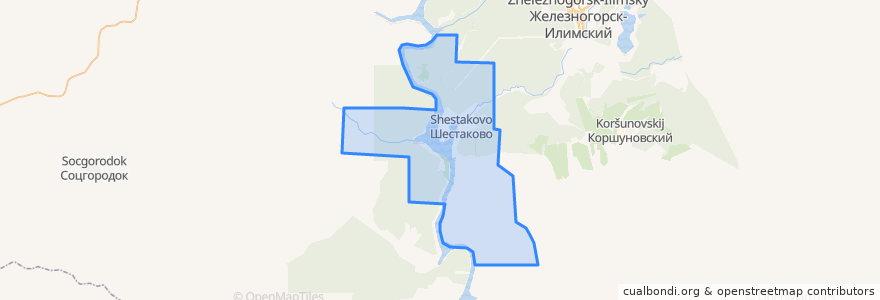 Mapa de ubicacion de Шестаковское сельское поселение.