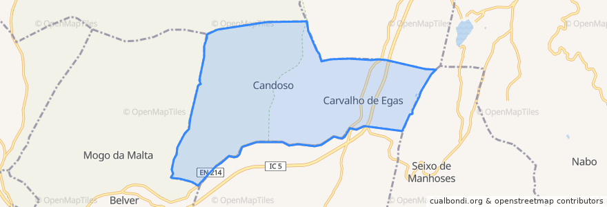 Mapa de ubicacion de Candoso e Carvalho de Egas.