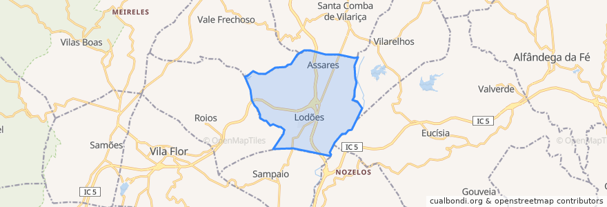 Mapa de ubicacion de Assares e Lodões.