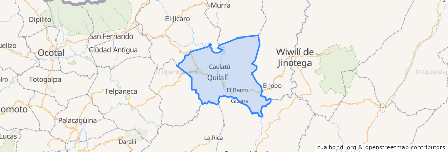 Mapa de ubicacion de Quilalí.