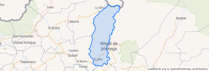 Mapa de ubicacion de Wiwilí de Nueva Segovia.