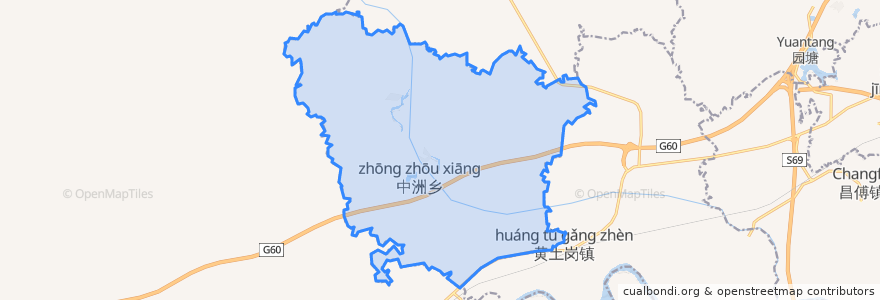 Mapa de ubicacion de 中洲乡.