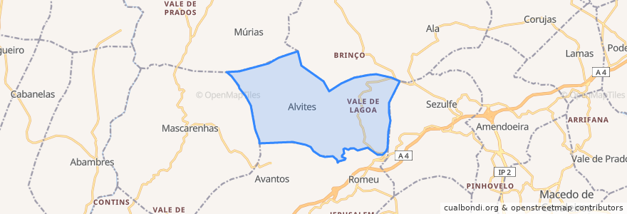 Mapa de ubicacion de Alvites.