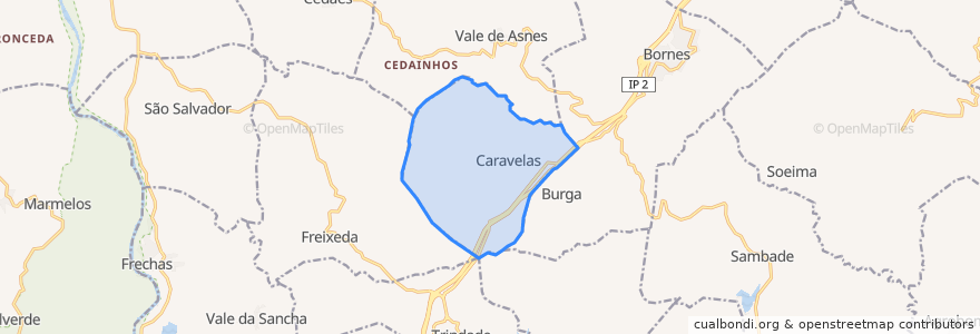 Mapa de ubicacion de Caravelas.