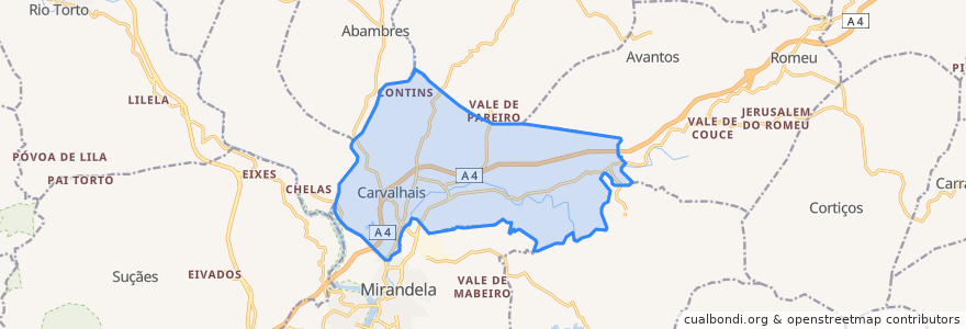 Mapa de ubicacion de Carvalhais.