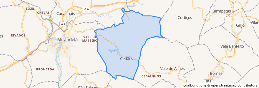 Mapa de ubicacion de Cedães.