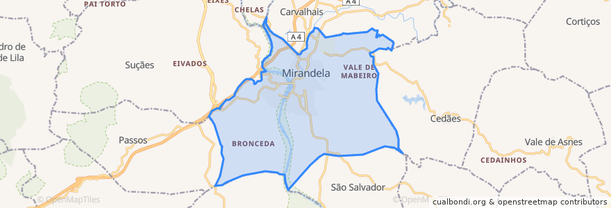 Mapa de ubicacion de Mirandela.