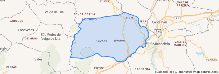 Mapa de ubicacion de Suçães.