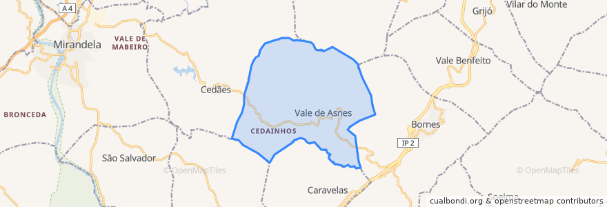 Mapa de ubicacion de Vale de Asnes.