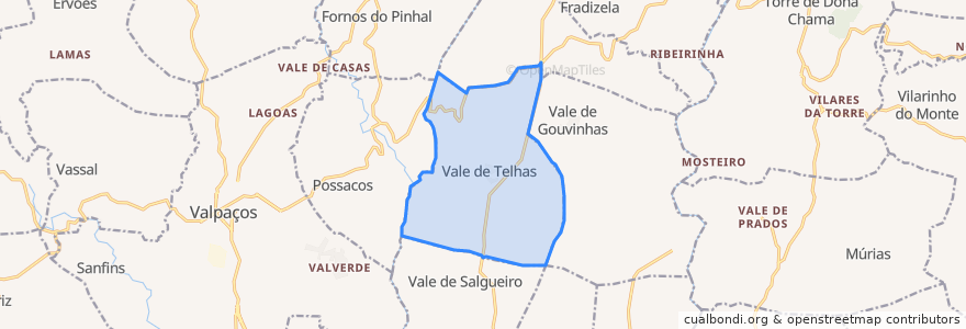 Mapa de ubicacion de Vale de Telhas.