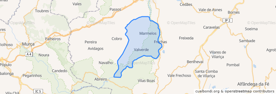 Mapa de ubicacion de Barcel, Marmelos e Valverde da Gestosa.