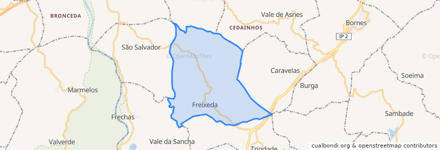 Mapa de ubicacion de Freixeda e Vila Verde.