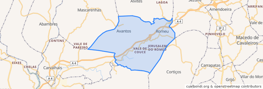 Mapa de ubicacion de Avantos e Romeu.