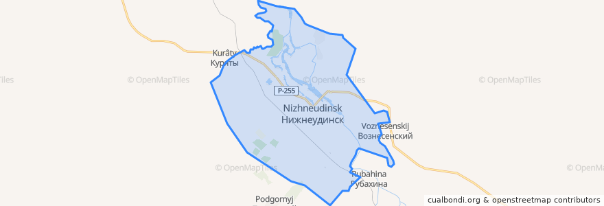 Mapa de ubicacion de Нижнеудинское городское поселение.