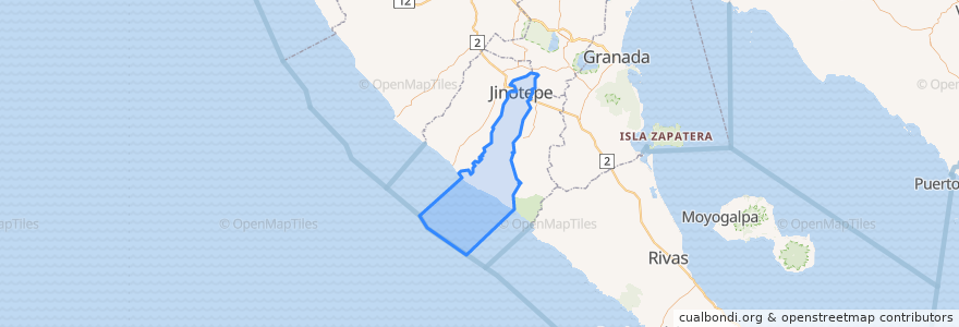 Mapa de ubicacion de Jinotepe.