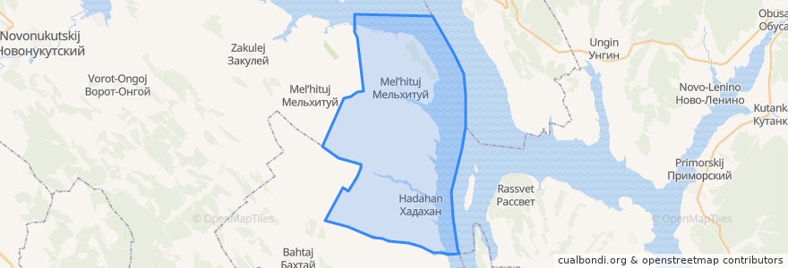 Mapa de ubicacion de сельское поселение Хадахан.