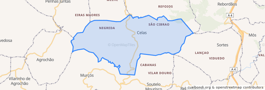 Mapa de ubicacion de Celas.