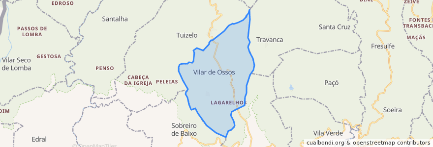 Mapa de ubicacion de Vilar de Ossos.