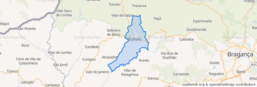 Mapa de ubicacion de Vinhais.