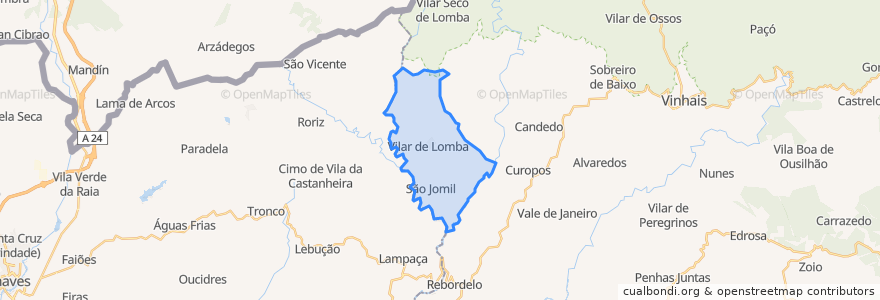 Mapa de ubicacion de Vilar de Lomba e São Jomil.