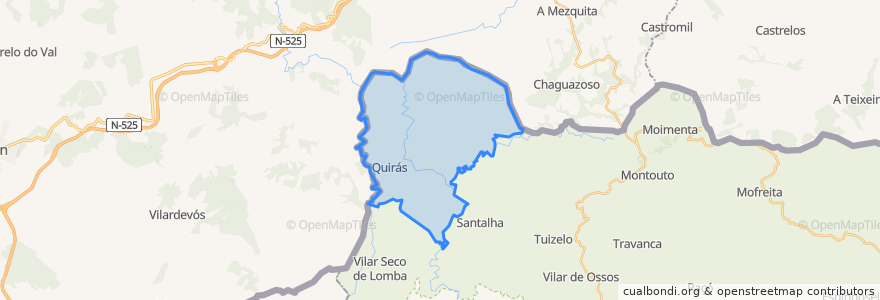 Mapa de ubicacion de Quirás e Pinheiro Novo.