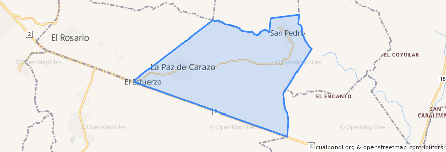 Mapa de ubicacion de La Paz de Carazo.