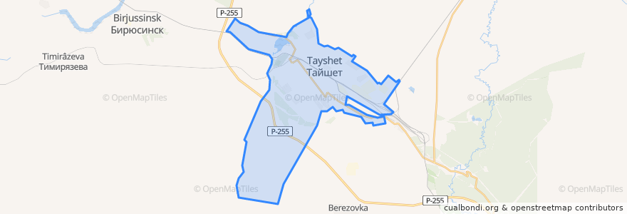 Mapa de ubicacion de Тайшетское городское поселение.