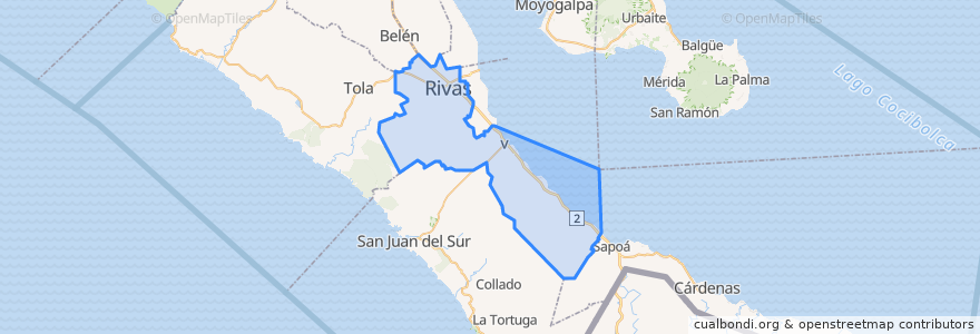 Mapa de ubicacion de Rivas.