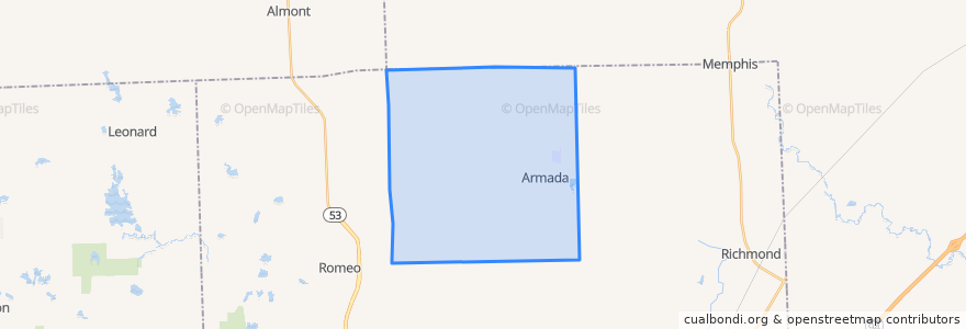 Mapa de ubicacion de Armada Township.