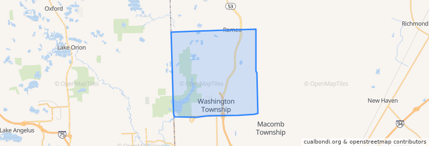 Mapa de ubicacion de Washington Township.