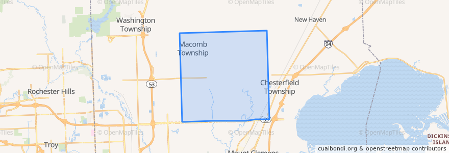 Mapa de ubicacion de Macomb Township.