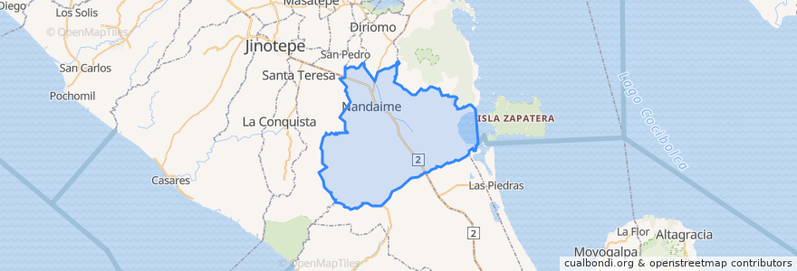 Mapa de ubicacion de Nandaime.