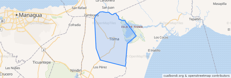 Mapa de ubicacion de Tisma.