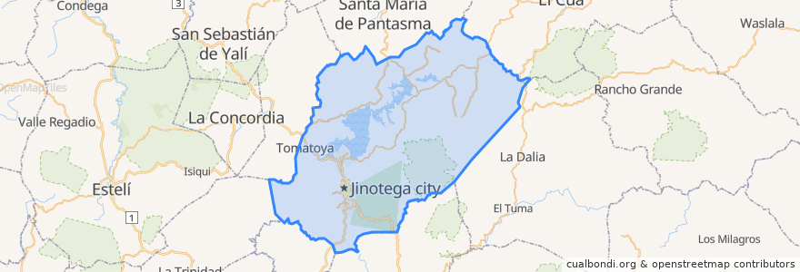 Mapa de ubicacion de Jinotega.