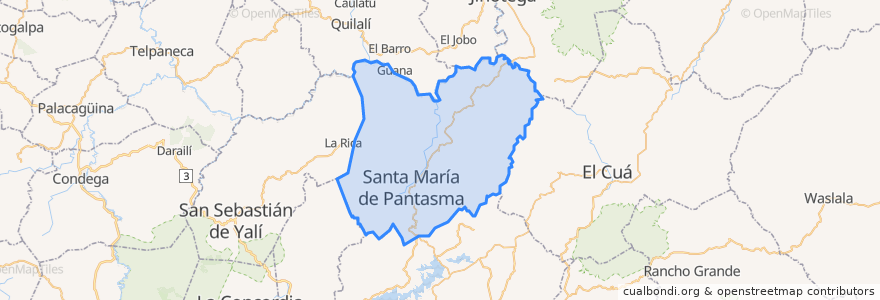 Mapa de ubicacion de Santa María de Pantasma.