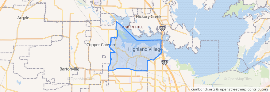 Mapa de ubicacion de Highland Village.