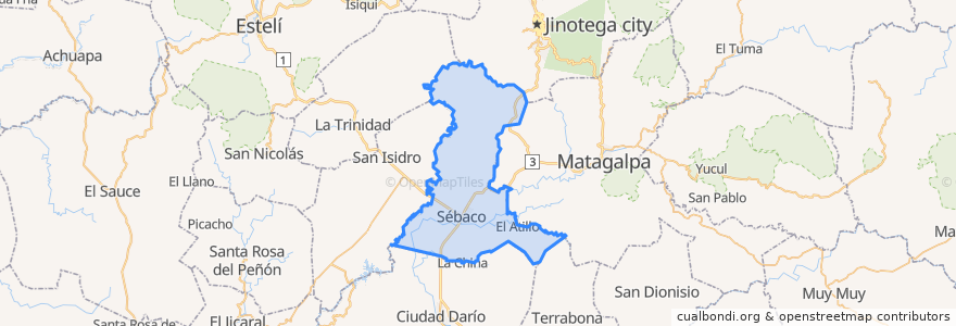 Mapa de ubicacion de Sébaco.